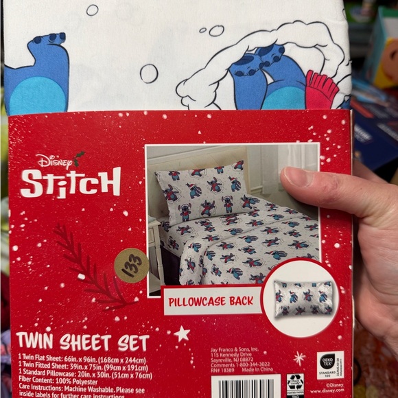 Disney Stitch Twin Sheet Set - White, Blue, Red - Picture 2 of 2